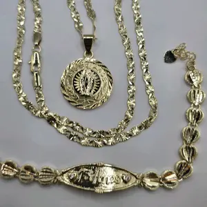 MIS 15TH AÑOS/ 15TH YEARS SET GIFT Necklace virgin mary with bracelet gold-plated