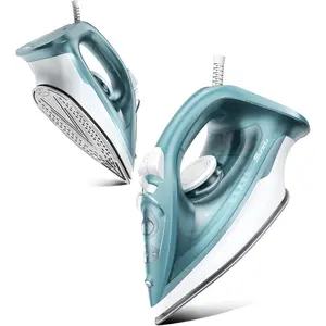 1500W Steam Iron & Vertical Steamer 350ml Leak-Proof Water Tank Ceramic Soleplate Auto-Off Safety Burst Steam Self-Cleaning Anti-Calc Anti-Drip Dark green