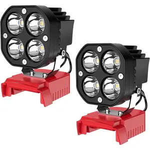 2 Packs LED Work Light For 18V Battery, 40W 6000LM Flashlight, 18V Cordless Work Light 120°Adjustable with Low Voltage Protection for Outdoors Job Site Lighting