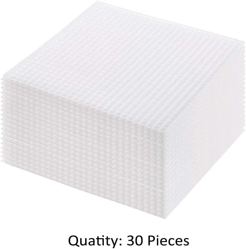 30 Pieces 6 Count Plastic Mesh Canvas Sheets for Embroidery, Acrylic Yarn Crafting, Knit and Crochet Projects (4.25 X 4.25 Inch)