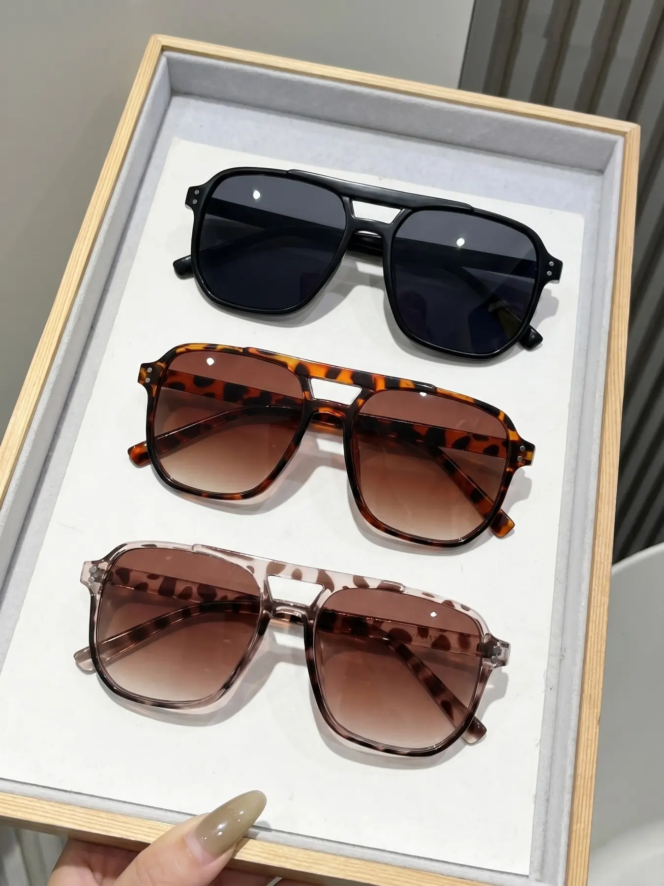 3 Pairs Classic PC Material Sunglasses, Pilot Double Bridge Design, Fashion Accessory, Ideal for Outdoor Activities, Dates, Beach