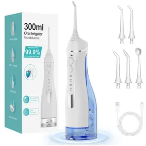 Water Dental Flosser – 300ML Cordless Electric Floss, 4 Modes, Waterproof Rechargeable Oral Irrigator for Deep Cleaning & Plaque Removal, Ideal for Braces & Travel, Includes 5 Tips