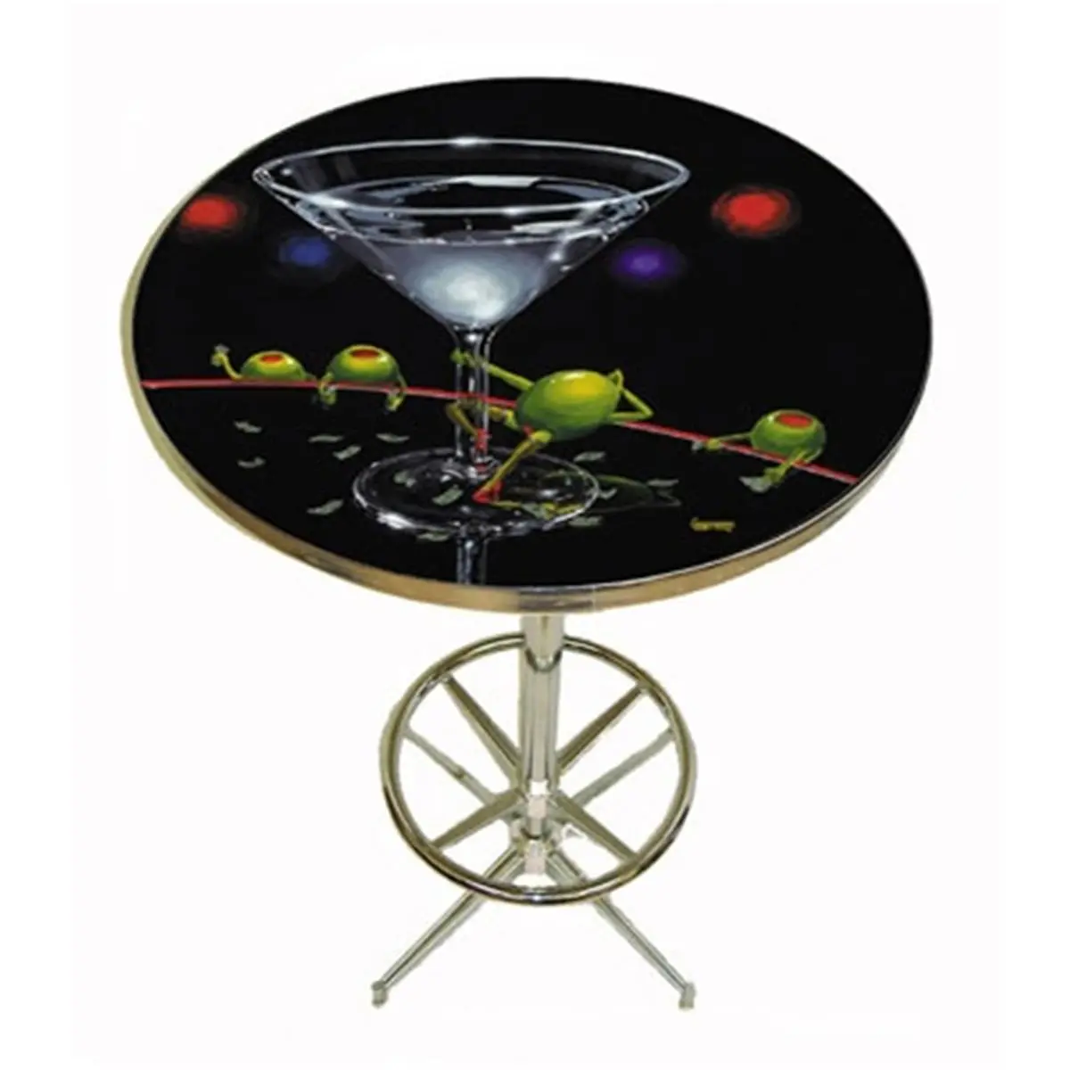 212 MAIN Assembleable Dirty Martini Pub Table - 28 in Scratch-Resistant Treated Acrylic Top, Stylish Decorative Standalone Indoor Home Bar Furniture, Billiard Room Use, Decorative Bar Tables