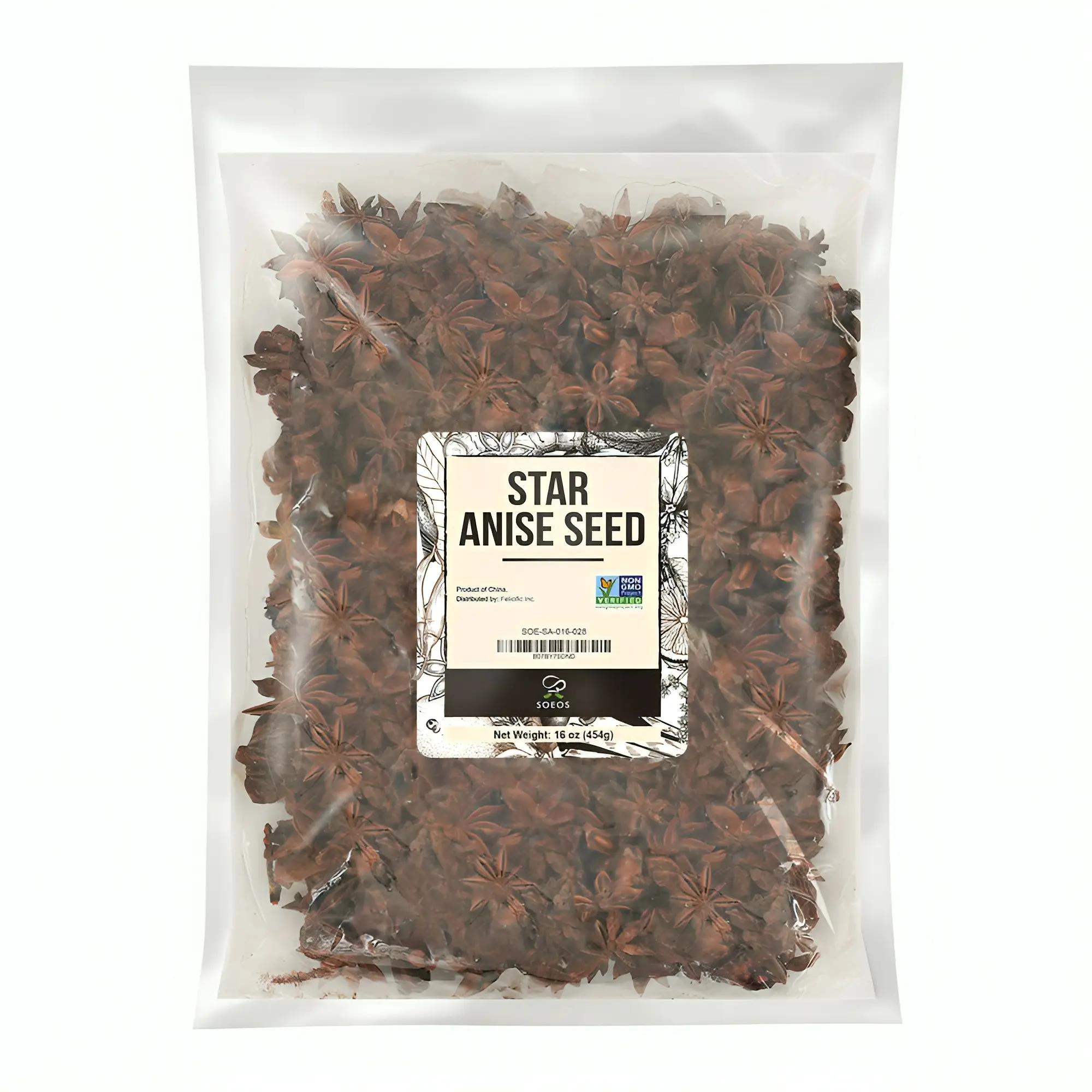 Soeos Star Anise Seeds 16 ounce (1 lb), Whole Chinese Star Anise Seed, Fresh and Pure Star Anise Pod, Non-GMO, Star Anise Spice for Desserts and Wines Flavor