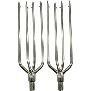 2PCS 3-5 Prong Stainless Steel Fishing Harpoon with Gig Gaff Hook Barb Single Claw 4/6mm Thick Fit 8mm/0.31in Fishing Rod Fish Spear for Hunting Fish Frog