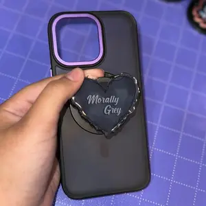 Morally Grey Heart Phone Grip | Cute Magnet Phone Holder, Morally Grey Character Acrylic Phone Grip, Barbed Wire Spicy Kindle E-Reader Grip Magnetic Smartphone Mount