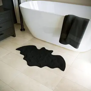 Bat Shaped Bathroom Mat, Soft Absorbent Plush Bath Rug, Halloween Decorative Floor Mat, Suitable for Bathroom Bedroom Doorway, Water Absorbent Mat, Bathroom Accessory