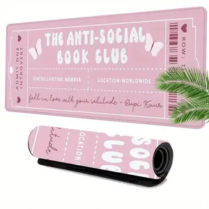 Anti-social Book Club Mouse Pad, 35x16 Inch Non-slip Rubber Desk Mat with Stitched Edges, Aesthetic Desk Mat for Home Office & Gaming, Keyboard Mouse Pad, Desk Accessories