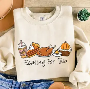 Eating For Two Thanksgiving T-Shirt, Sweatshirt, Hoodie - Pregnancy Announcement T-Shirt, Cute Fall Maternity Sweatshirt, Baby Reveal Shirt, Autumn Pregnant