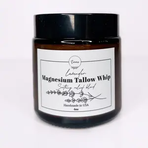 Organic Whipped Tallow Moisturizer- (Lavender Scent With Magnesium Oil) Deep Moisturization with Vitamins A, D, E & K, Anti-Inflammatory  Calming/Pain Relief / Stress Relief Skincare