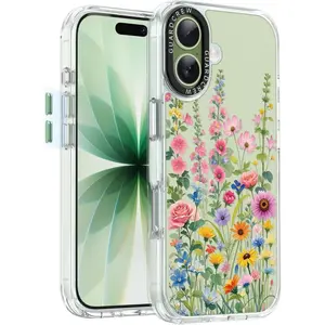 GuardCrew iPhone 17 Case Wildflowers Design Crashproof 11FT Military-Grade Drop Protection Anti-Yellowing Slim Clear TPU Bumper Cover for iPhone 17 6.3"