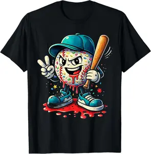 Baseball Drip Youth Boys T-Shirt Cotton Fabric