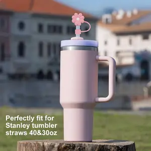 Cute Silicone Straw Covers Cap for Stanley Cup - Dust-Proof Reusable Drinking Straw Tips Lids (4Pcs, 0.4in Diameter) - Bottle, Drinkware