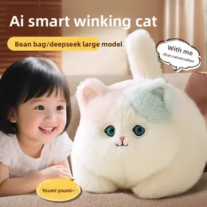 AI Intelligent Dialogue Hugging Three-Flower Cat Companion Plush Realistic Cat Doll Little Girl Toy Birthday Gift