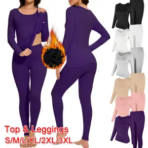 Two-Piece Women's Thermal Underwear Set, Lightweight Ultra Soft Long Sleeve Top & Leggings Long Johns Base Layer Set For Fall & Winter, Women's Sleepwear For Indoor Wear