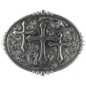 Unisex Cross Belt Buckle, Gothic Punk Accessory, Antique Silver Electroplated, Religious Jewelry Hardware, Vintage Waist Decor, Alloy Metal Buckle, Edgy Belt Clasp, Streetwear Fashion, Gothic Unisex Design, Durable Cross Buckle