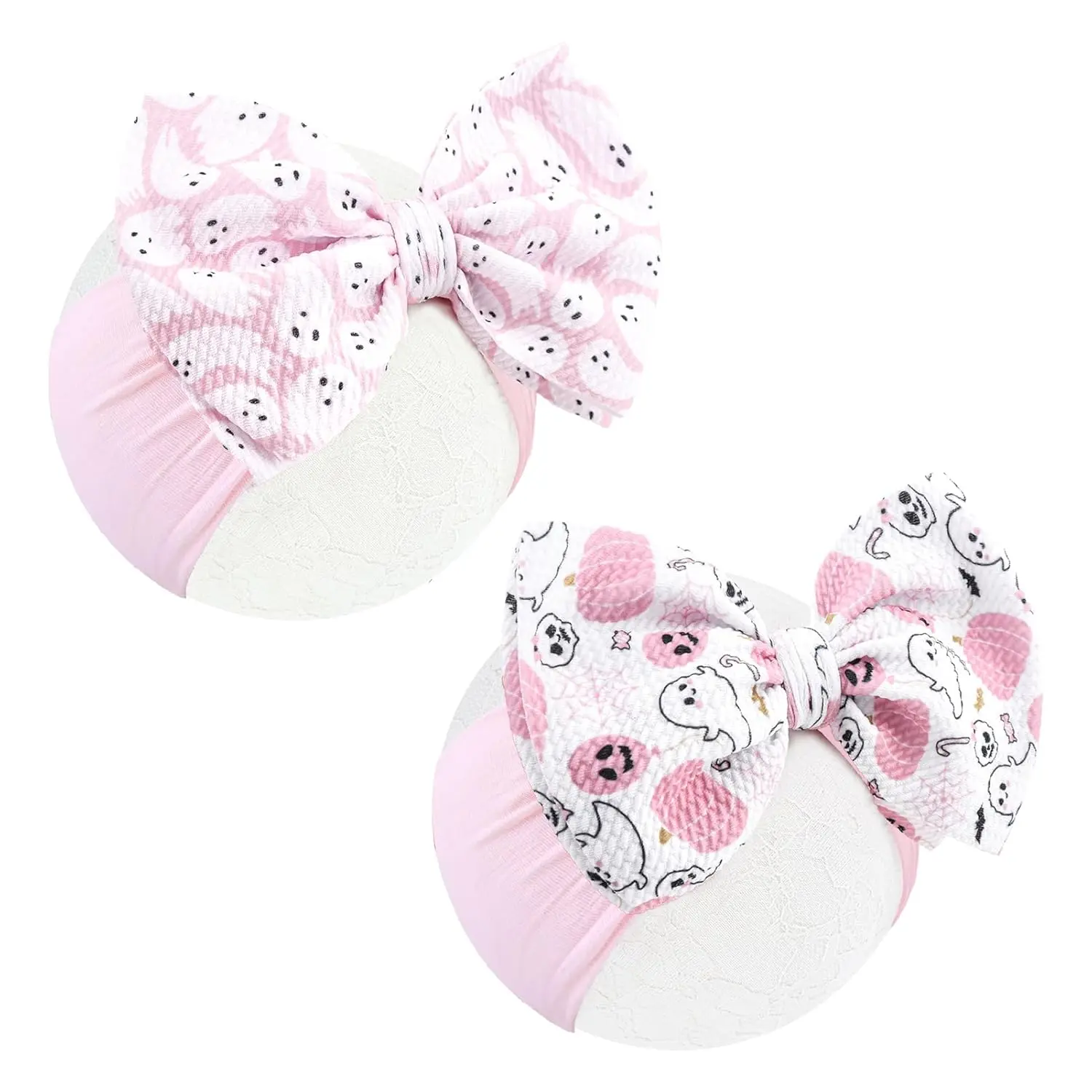KF5-HB26  Halloween Baby Headbands Bow Ghost Hair Bow Baby Pink Halloween Bow baby White Halloween Bows Newborn Bows Infant Halloween Hair Accessorie
