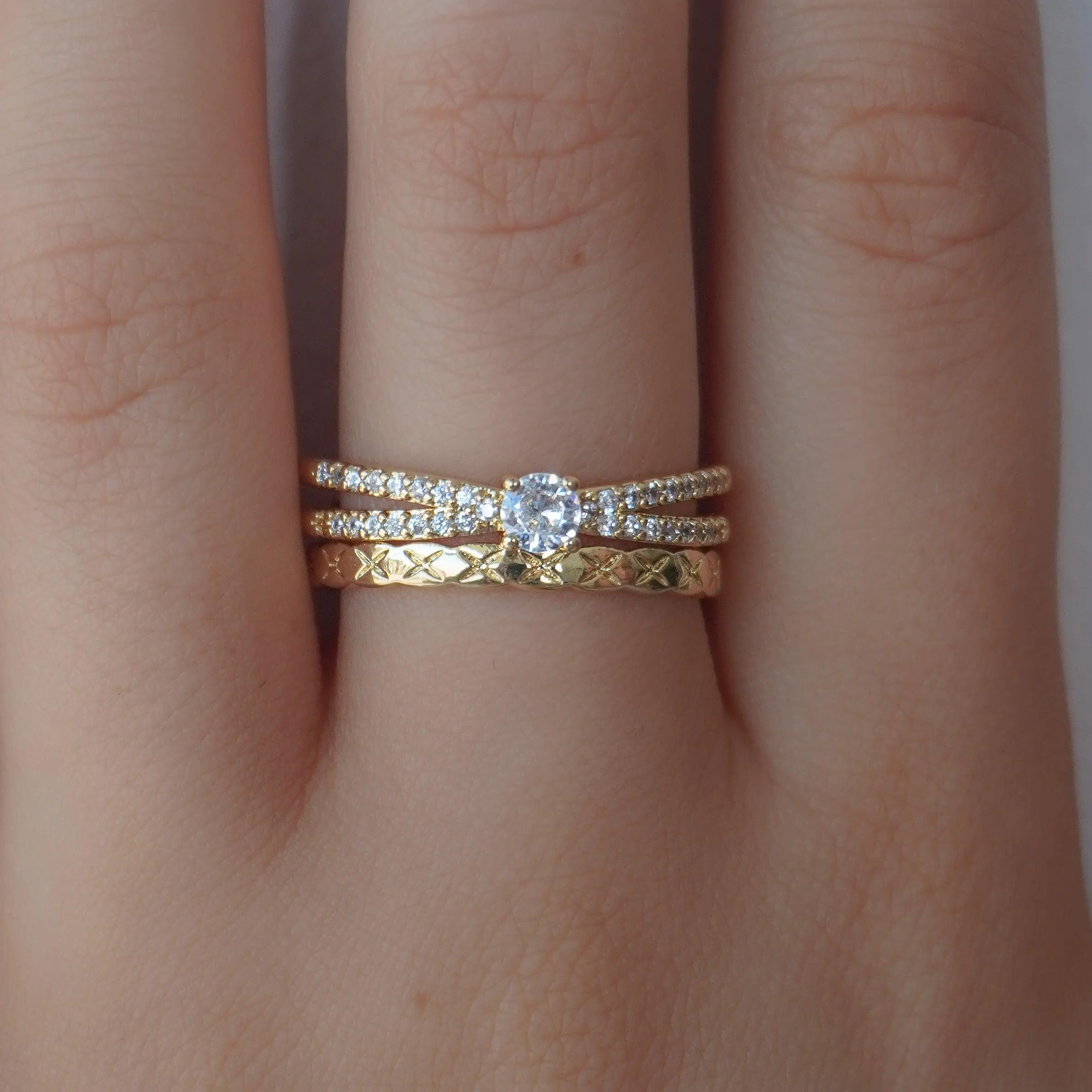 EVRY JEWELS Gold or Silver Plated Women's She's Glowing Ring