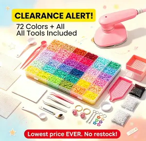 72-Color Deluxe Fuse Beads Kit with 2-in-1 Mini Anti-Scald Heat Control Iron, Non-Toxic Durable Fade-Proof Materials, Complete Accessories for Parent-Child Bonding & DIY Crafts (All Ages Friendly) Beaded Bracelet Making Kit beads rhinestone bedazzling kit