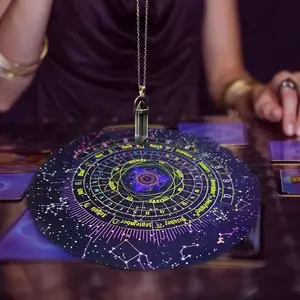 Pendulum Board for Divination, 2 Counts/set Rubber Divination Board with Dowsing Pendulum Necklace, Divination Pendulum Pad Metaphysical Message Board