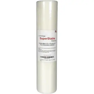 Fusible Iron On No Show Mesh Embroidery Stabilizer, 1.5 Oz Lightweight Embroidery Backing Stabilizer-12 Inch x 10 Yard, SuperStable White Stabilizer for Embroidery Machine,