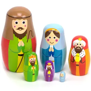 Brybelly  Nesting Nativity Dolls - Natural Wood