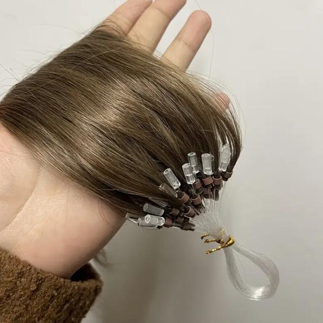 50 Strands Micro Ring Micro Loop Human Hair Extensions 30g, Natural Straight 12-28 Inch, Fish Line Design, No Glue Easy Install, Thin Ends Silky Smooth, No Tangle No Shedding, Invisible Natural Look for Women Daily & Party Use