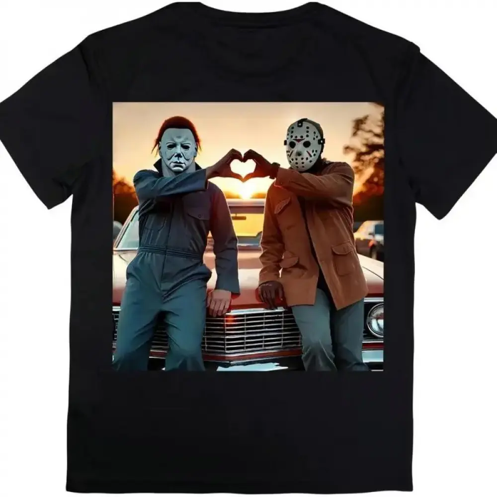 USA Made90s Vintage Retro Heart Hands Michael andJason Halloween TShirt