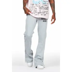 Alpine Heather Grey Baggy Snap Button Pant