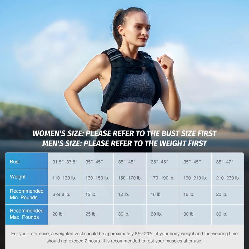 Adjustable Weighted Vest (6/8/12/16/20/25/30 lb) — Reflective Running Stripe · Breathable Snug Fit for Men & Women | Strength Training · Running · Walking · HIIT