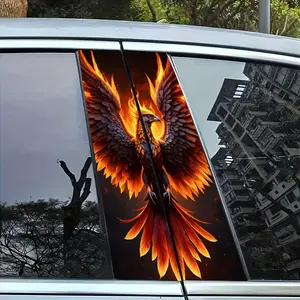 Cartoon Phoenix Adhesive Vinyl Film Sticker for Car B Pillar Waterproof Scratch Resistant for Glass Metal Plastic Ceramic and Wooden Surfaces