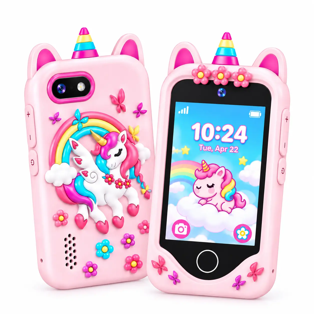 SAIKIDS Multifunction Kids Smart Toy Phone Learning Tool - 1080p HD Camera with 48mp Lens, Cute Filters, 10+ Fun Games, 8 Brain-Teasing Activities, Rechargeable Silicone Case, Batteries Included, Holiday/Birthday Gift for 3-12 Year Old Boys and Girls