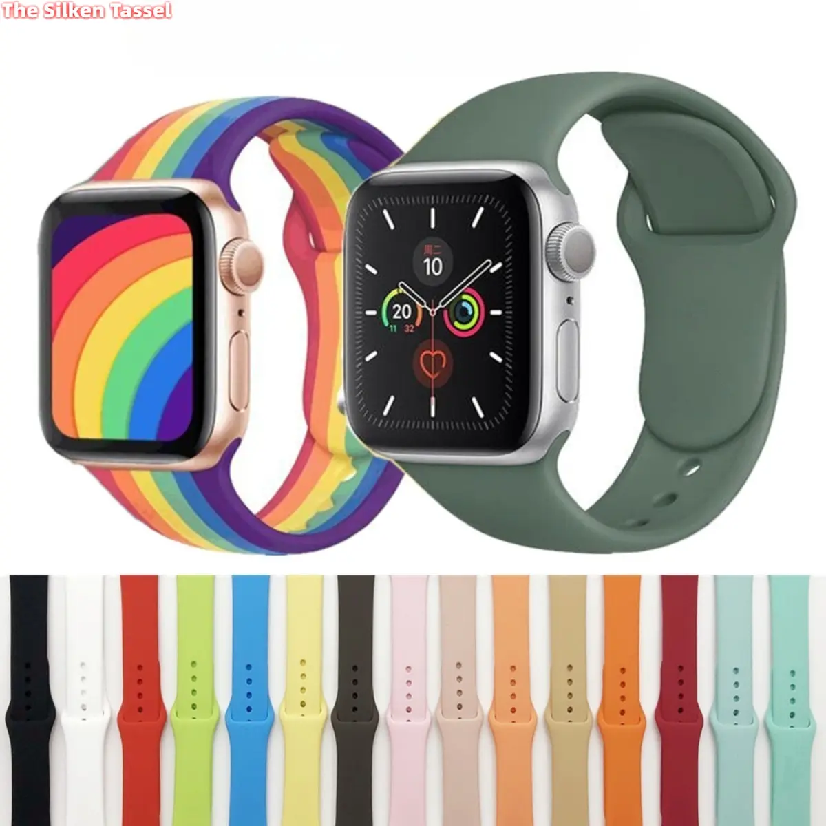Sports Watch Band — Compatible with Apple Watch (Series 2, 3, 4, 5, 6, 7, 8, 9, 10, 11, SE) — Silicone Sports Strap (Band Only) Wearable Chic Wristband Smartwatch Accessories tiktokshopbacktoschool