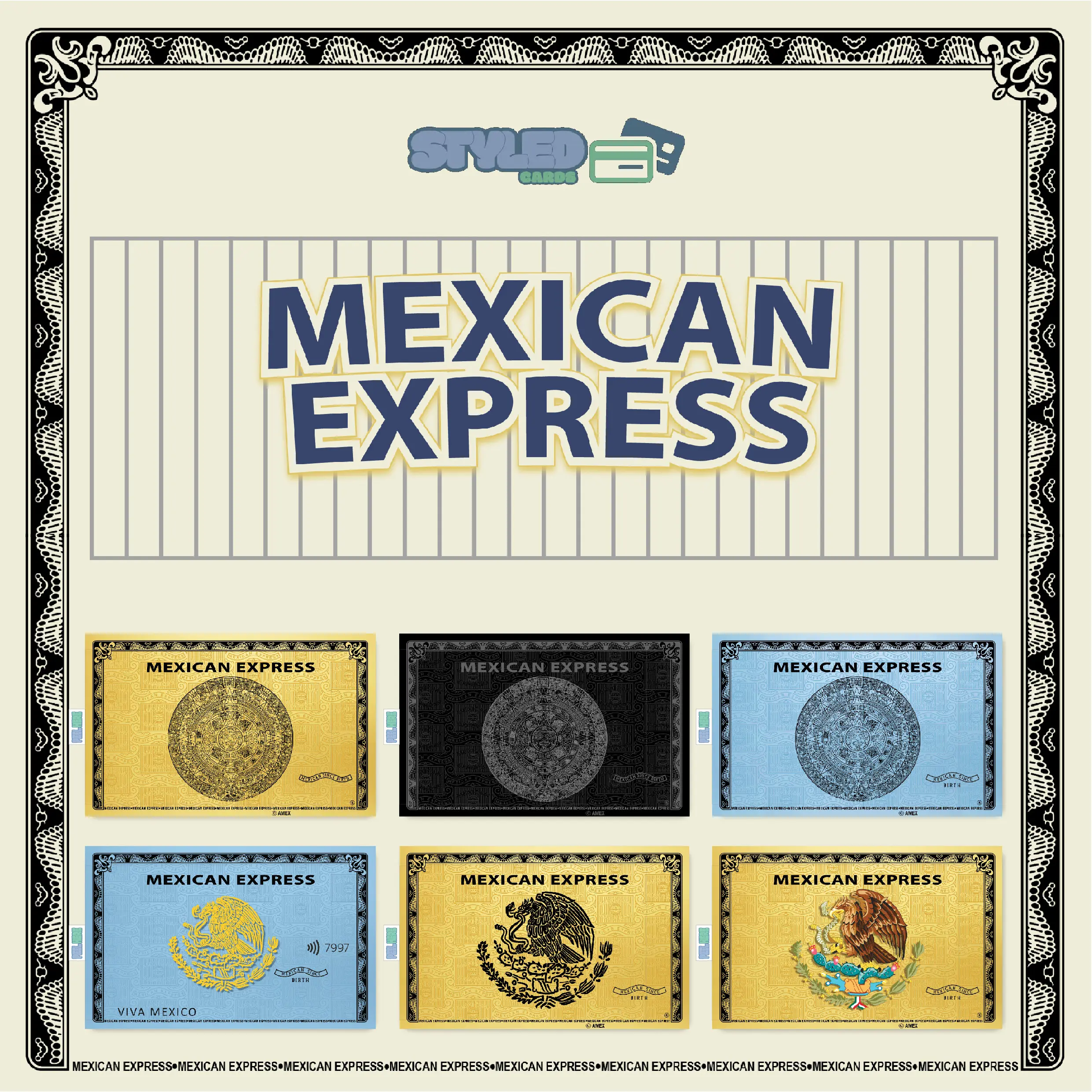 Mexican express rectangular vinyl sticker