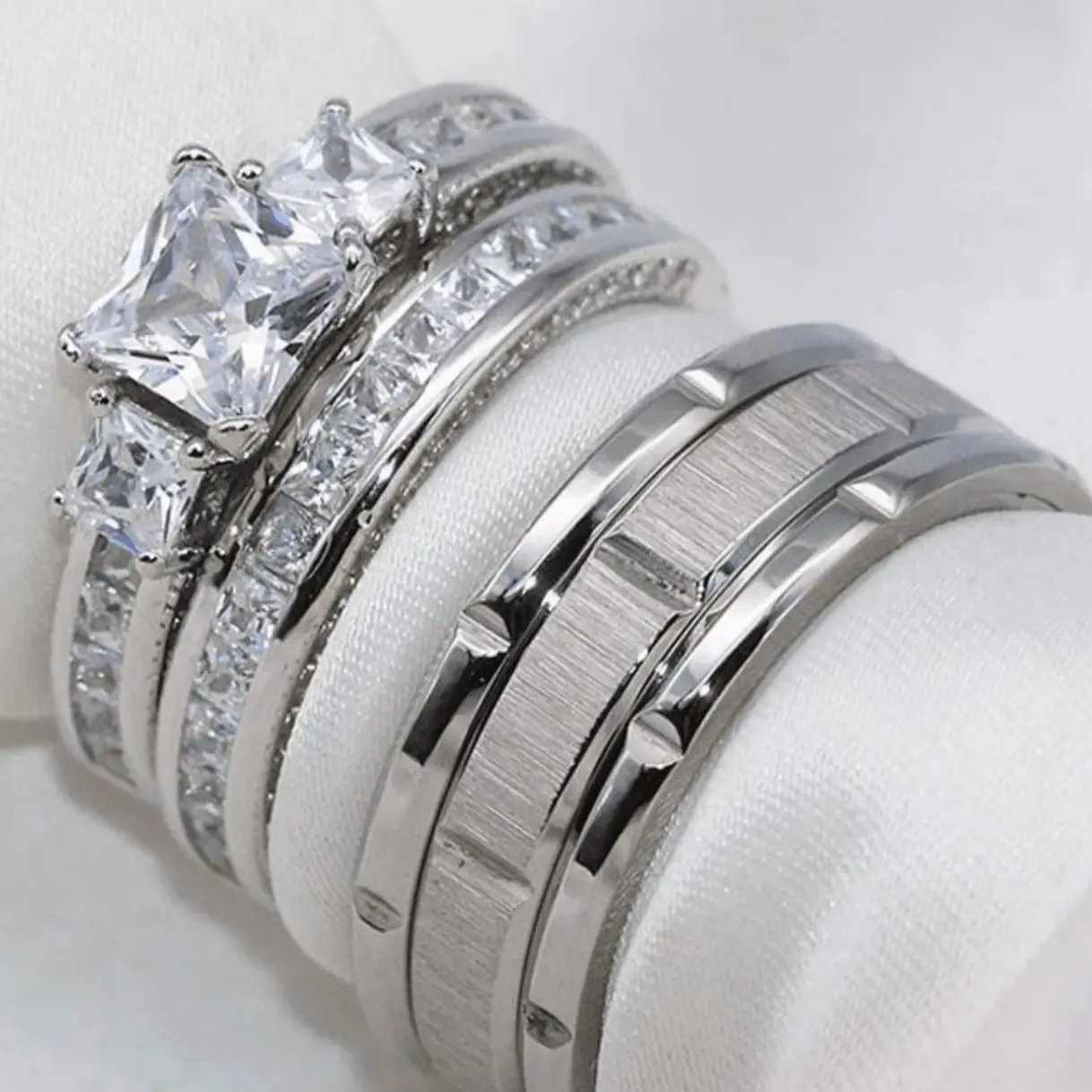 S925 Couple Rings - Silver Multi Element Stainless Steel for Wedding, Engagement & Anniversary, Perfect Gift for Couples