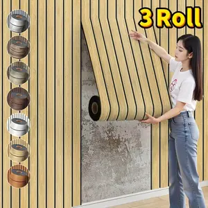 3 Rolls 3D wood grain wall panels, Decorative Panels, self-adhesive foam thickened wallpaper, textured design, home decoration wall stickers, peel and stick, easy to clean and install, removable, suitable for renovation of living rooms, bedrooms, ceiling