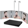 1-Piece Foldable Hanging, Retractable and Adjustable Three-Sided Hairdressing Mirror, Unisex Height-Adjustable Mirror, Trifold Barber Mirror, Three Way Mirror