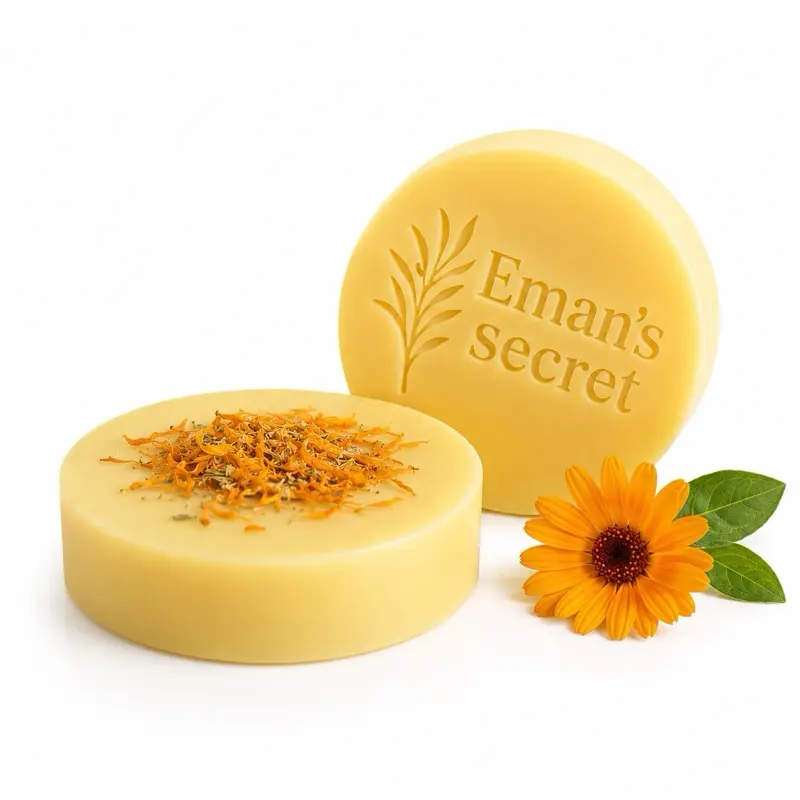Eman's Secret Calendula Flower and Eucalyptus Body Cleansing Soap - Herbal Cleansing Bar with Fresh Floral Accents Blend Daily