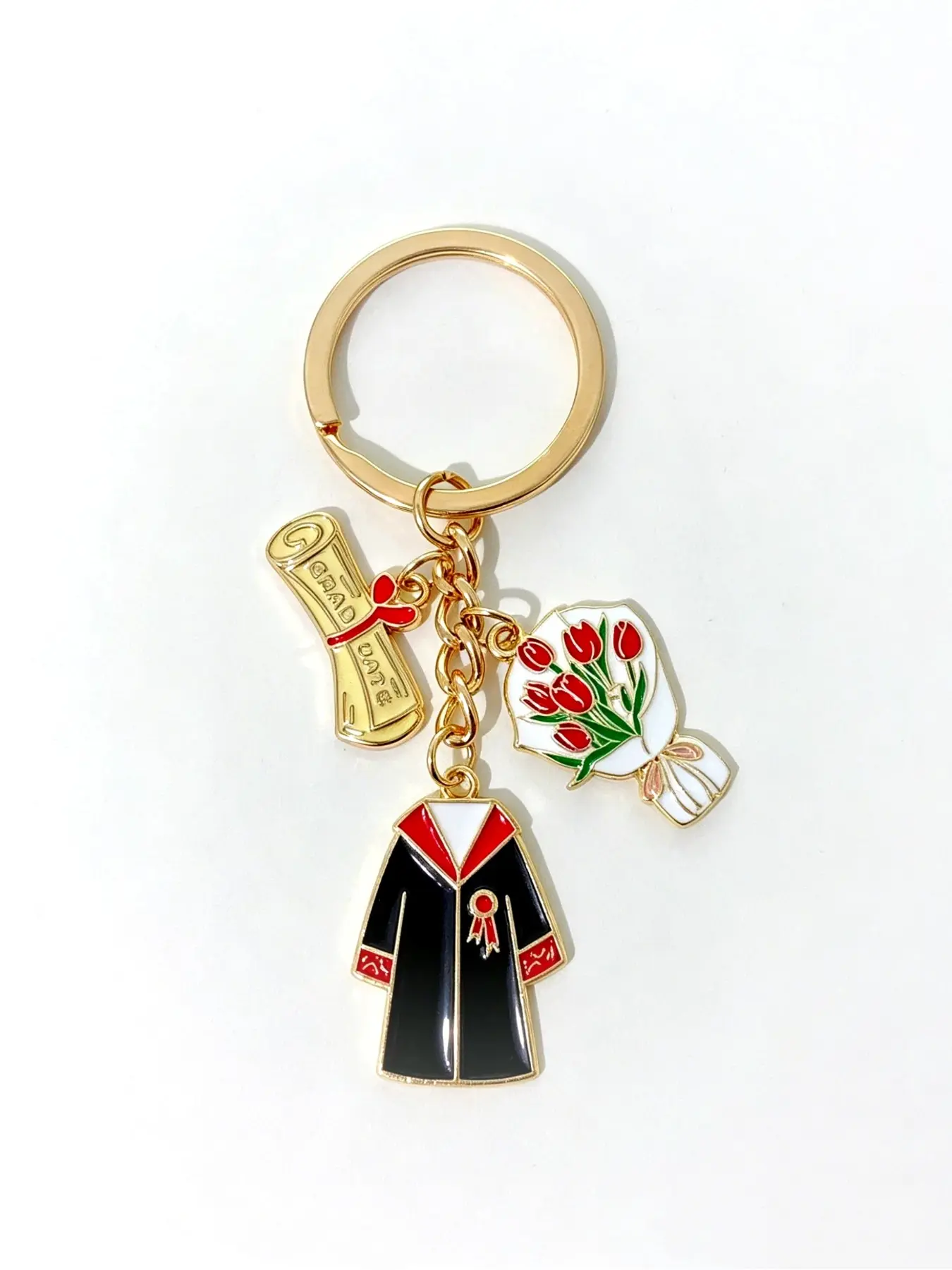 2026 Graduation Charm Keychain, Cute Diploma + Flower Bouquet Keychain, Backpack Charm, Memorable Graduation Souvenir,Graduation Gift for Her Him Classmates