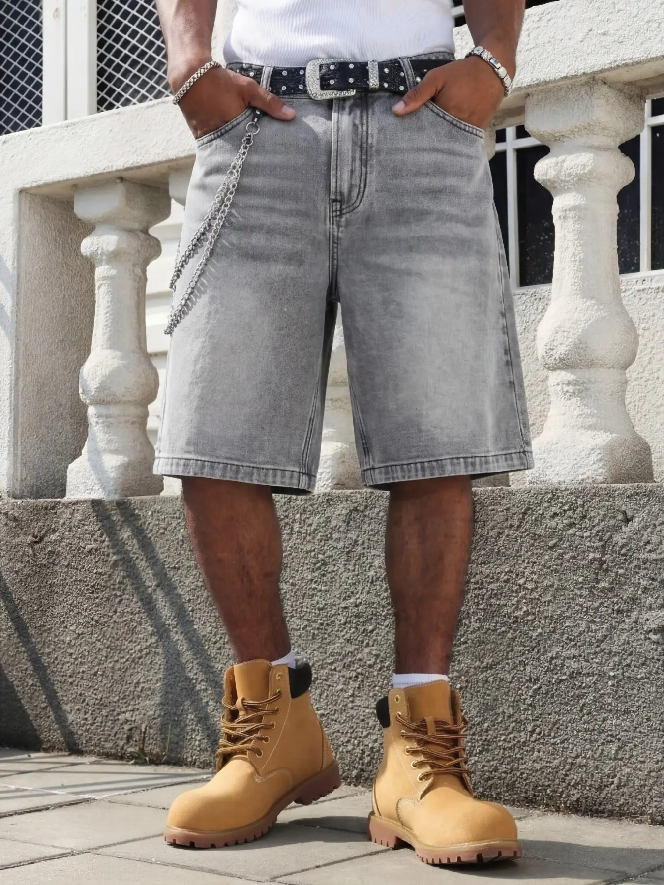 Men's Washed Denim Shorts Summer Classic Straight Fit Casual Streetwear Work Pants, Loose-Fitting Jeans for All Seasons