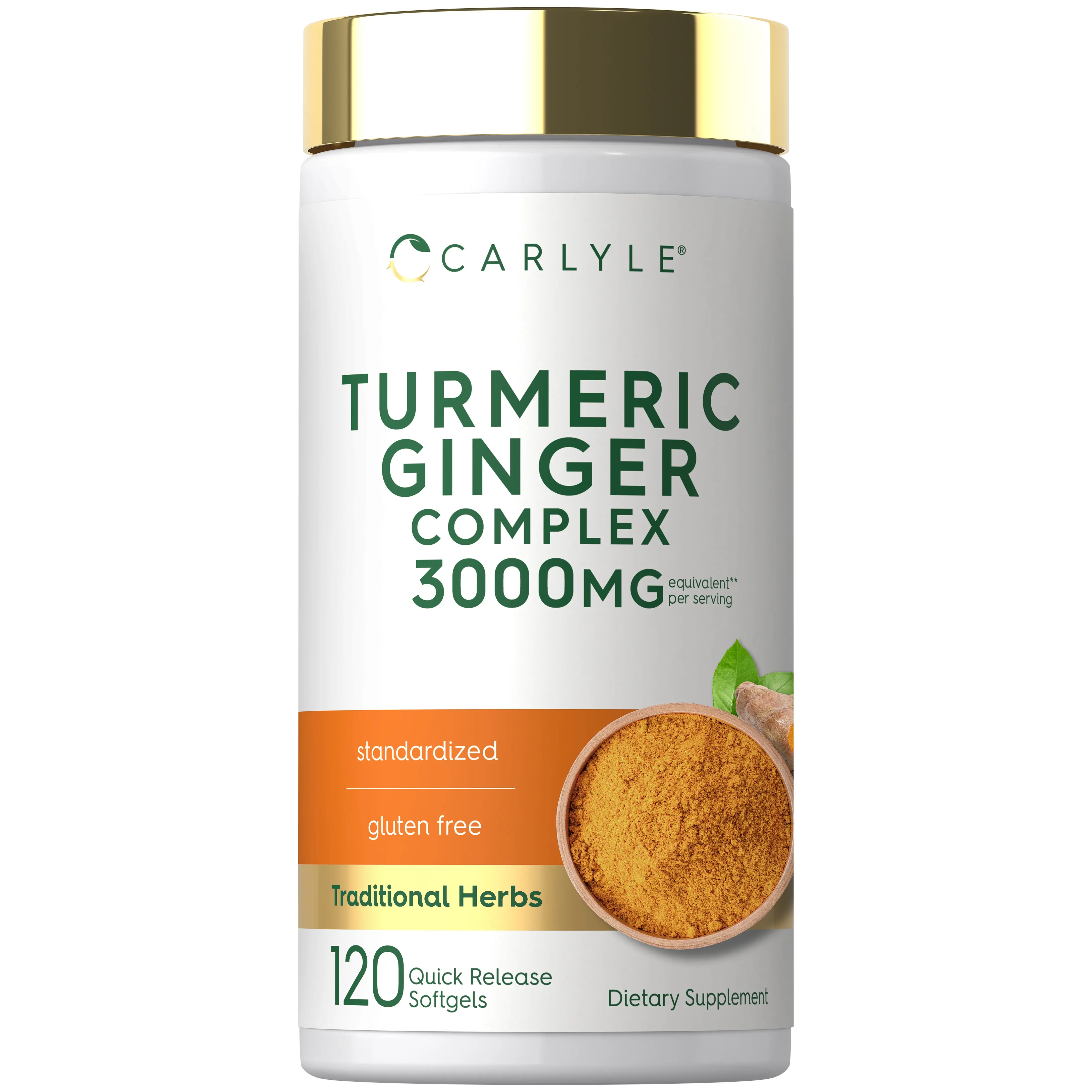 Carlyle Turmeric and Ginger Supplement 3000 mg | 120 Softgel Capsules | Turmeric Curcumin Complex | With Black Pepper Extract | Non-GMO, Gluten Free Carlyle Turmeric and Ginger Supplement 3000 mg | 120 Softgel Capsules | Turmeric Curcumin Complex | With Black Pepper Extract | Non-GMO, Gluten Free