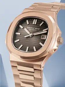 Naviflz Nfvz 40mm Classic Business Men's Watch, Full Automatic Mechanical Japanese Movement, Silver Color, Sapphire Crystal Glass, Gift Box Included, Stainless Steel Watch