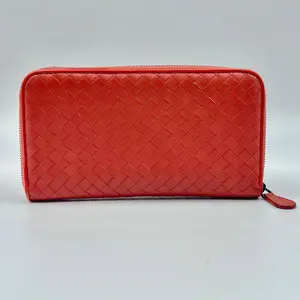 Pre-owned Bottega Veneta Leather Small Leather Goods Intrecciato Zipper Long Wallet Leather