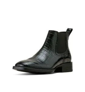 Men's Ariat Booker Chelsea Wide Square Toe Western Boot - Black Croc Print