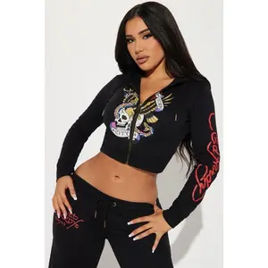 Ed Hardy NYC Zip Front Hoodie - Black B
