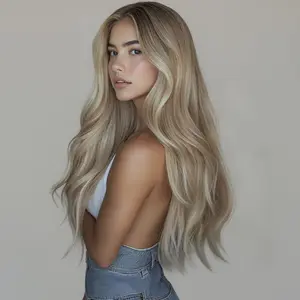 MACA BAKA Highlight Blonde Lace Front Wigs Pre Plucked for Women Glueless Long Wavy Ombre Balayage Brown Mixed Honey Blonde Synthetic 13x4 HD Lace Front Wig Heat Resistant