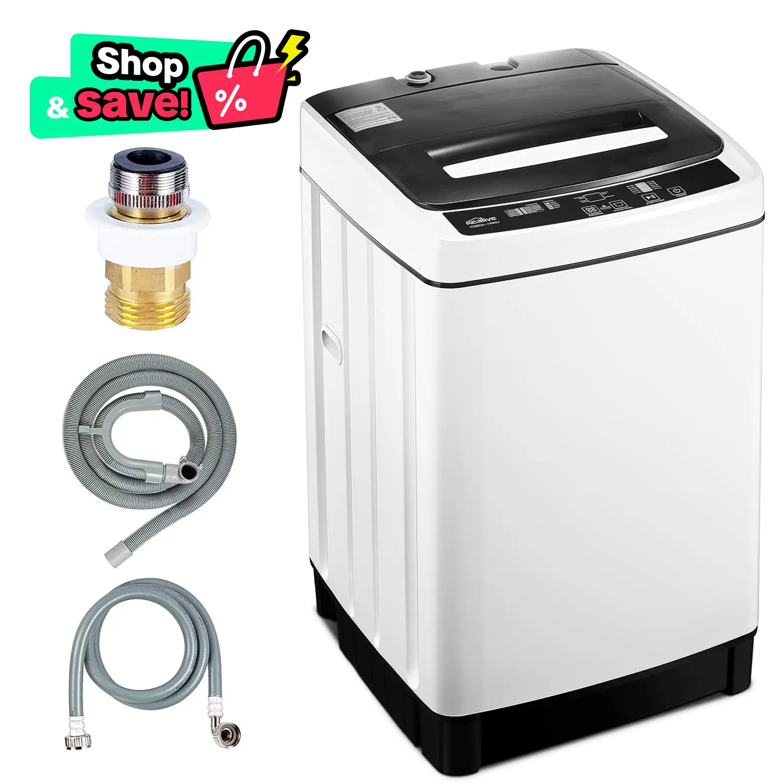 Black Friday,FOHERE Full Automatic Washing Machine, 1.5 Cubic feet 11 lbs Capacity Portable Machine, 8 Programs 10 Water Levels Energy Saving Top Load