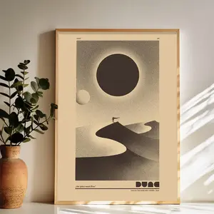Vintage Dune Poster Framed / Unframed / Canvas Set of 2 Wall art, Alternative Minimal Movie Poster, Arrakis Desert, Dune Movie art Print