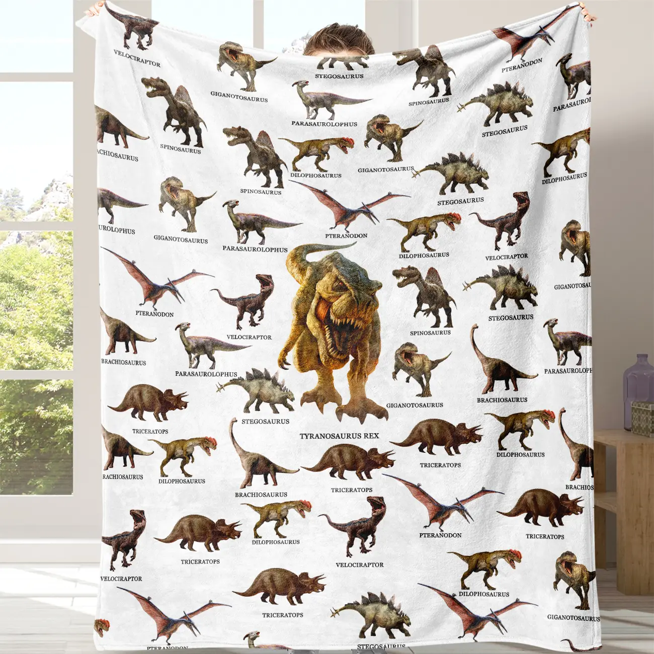 Jurassic Dinosaur Pattern Fleece Blanket Nap Blanket Sofa Bed Sofa Warm Cozy Soft Furry Blanket Gift Home Comfort Lightweight Blanket Sofa Bed Travel Camping Living Room Office Sofa Chair Bed Fleece Blanket