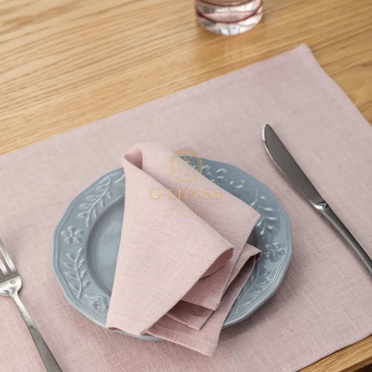 G-ERASS Luxury 100% Linen Napkins Set - Handmade in Boston, Eco-Friendly in Wood Rose